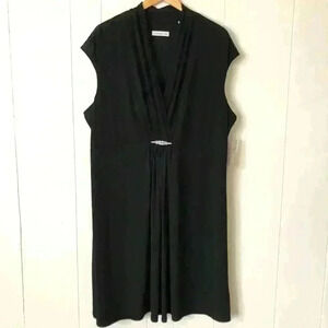Coldwater Creek Black V Neck Jewel Knit Sleeveless Dress Size 24